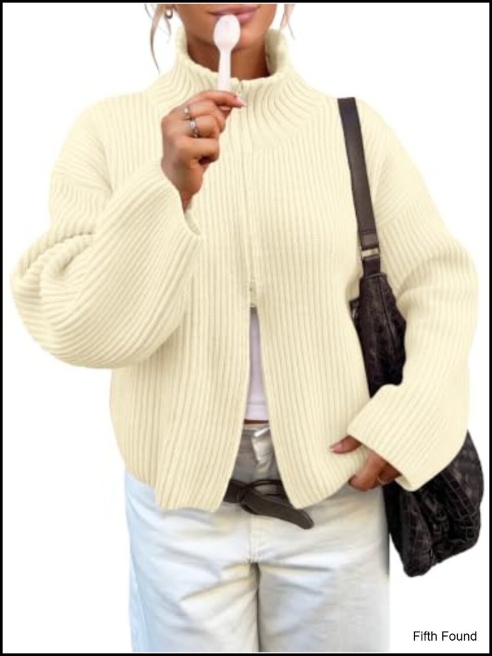 Saodimallsu Women's Ribbed Knit Zip Up Cardigan Sweater Jacket